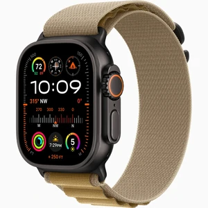 Смарт-годинник Apple Watch Ultra 2 GPS + Cellular 49mm Black Titanium Case with Tan Alpine Loop Small (MYTF3, MYQ03)