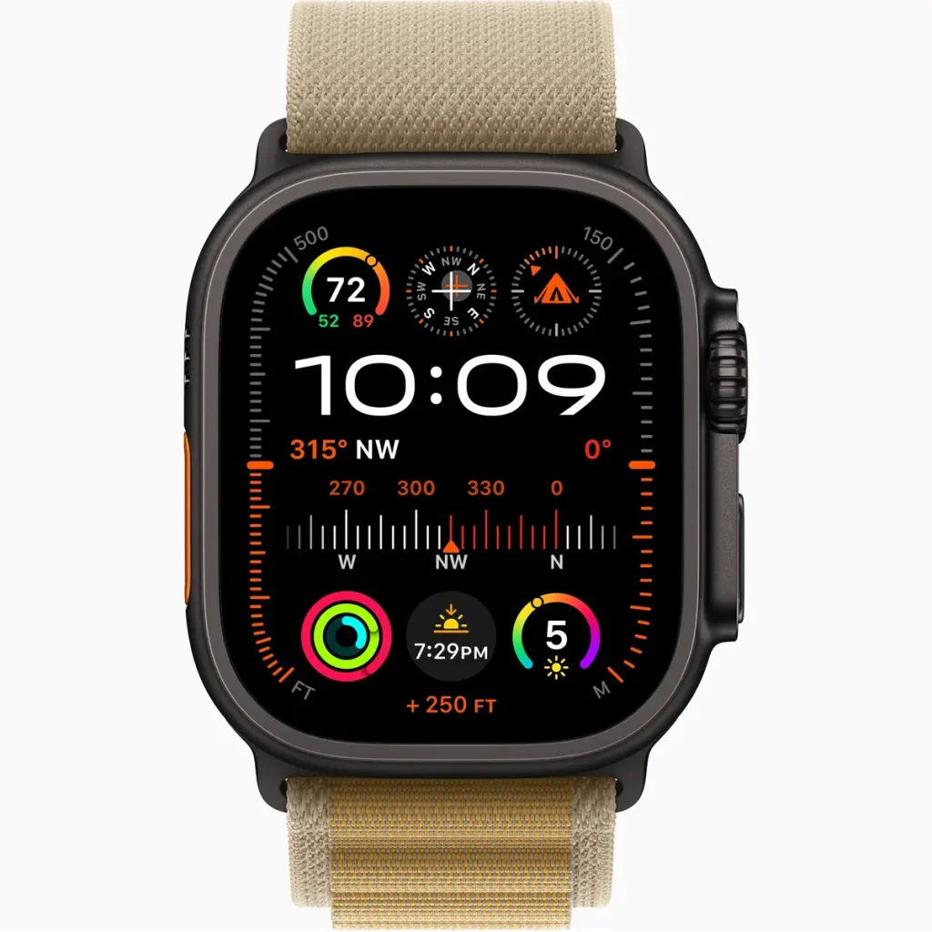 Смарт-годинник Apple Watch Ultra 2 GPS + Cellular 49mm Black Titanium Case with Tan Alpine Loop Small (MYTF3, MYQ03)
