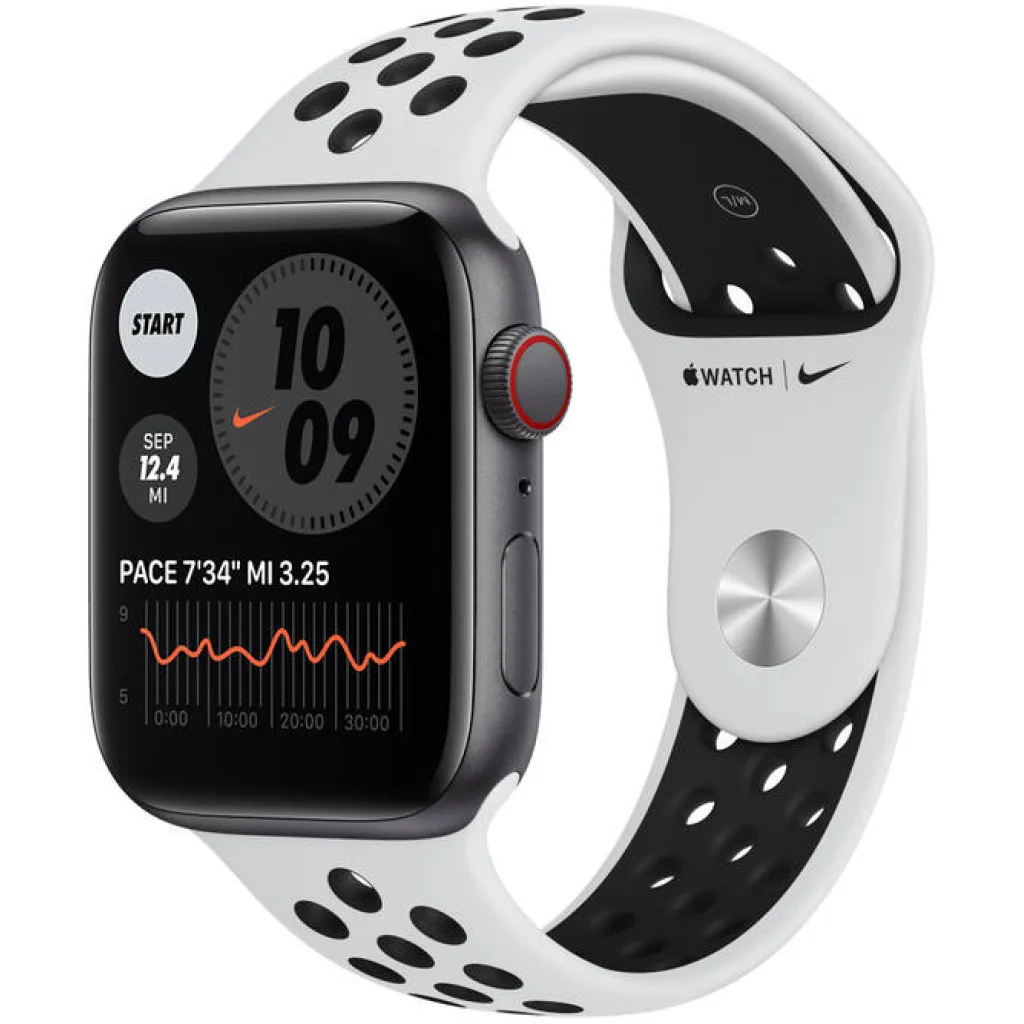 Apple Watch Nike SE GPS + Cellular 44mm Space Gray Aluminum Case with Pure Platinum/Black Nike Sport Band (MYYP2)