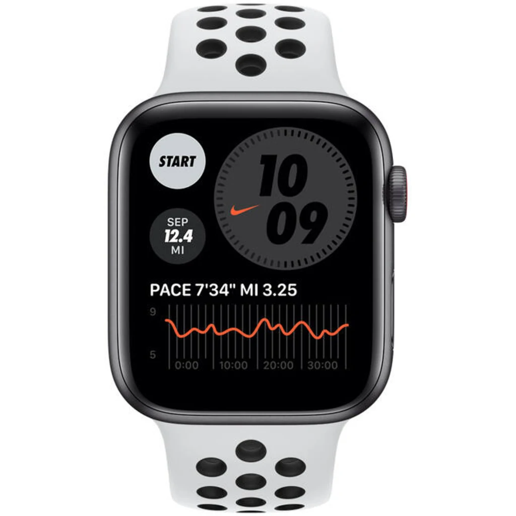 Apple Watch Nike SE GPS + Cellular 44mm Space Gray Aluminum Case with Pure Platinum/Black Nike Sport Band (MYYP2)