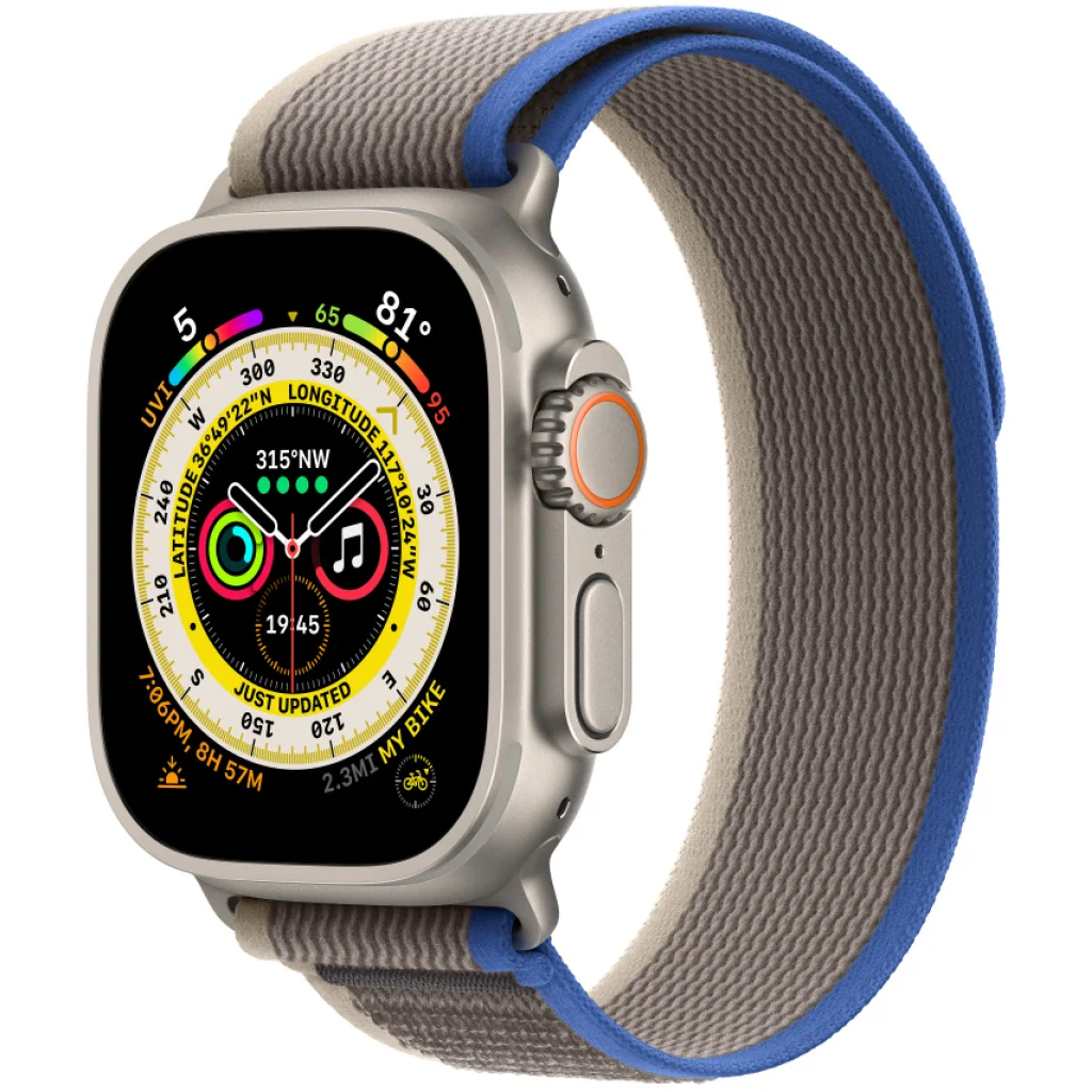 Ремінець Apple Blue/Gray Trail Loop S/M для Apple Watch 44mm, 45mm, 49mm (MQEJ3)