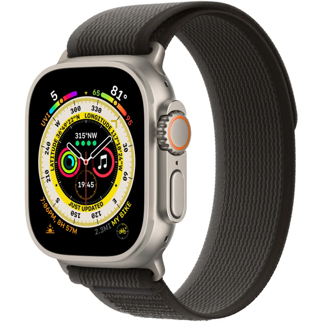 Ремінець Apple Black/Gray Trail Loop S/M для Apple Watch 44mm, 45mm, 49mm (MQEP3)