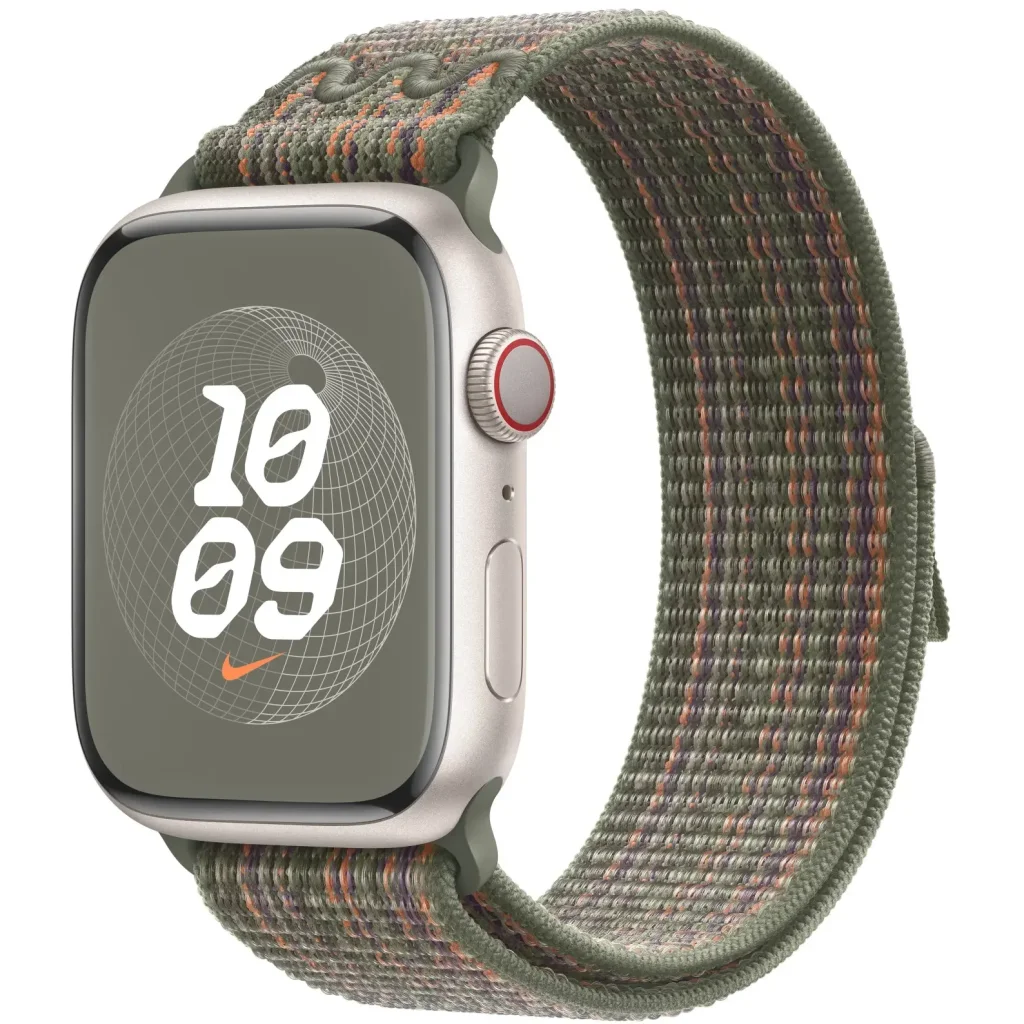 Ремінець Apple Sequoia/Orange Nike Sport Loop для Apple Watch 42mm, 44mm, 45mm, 49mm (MTL63)