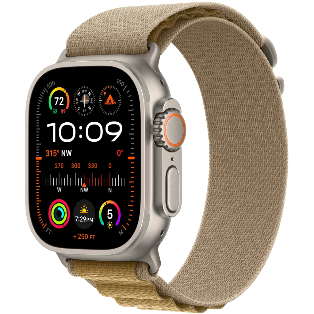 Ремешок Apple Tan Alpine Loop Medium with Natural Titanium Finish для Apple Watch 44mm, 45mm, 46mm, 49mm (MXN23)