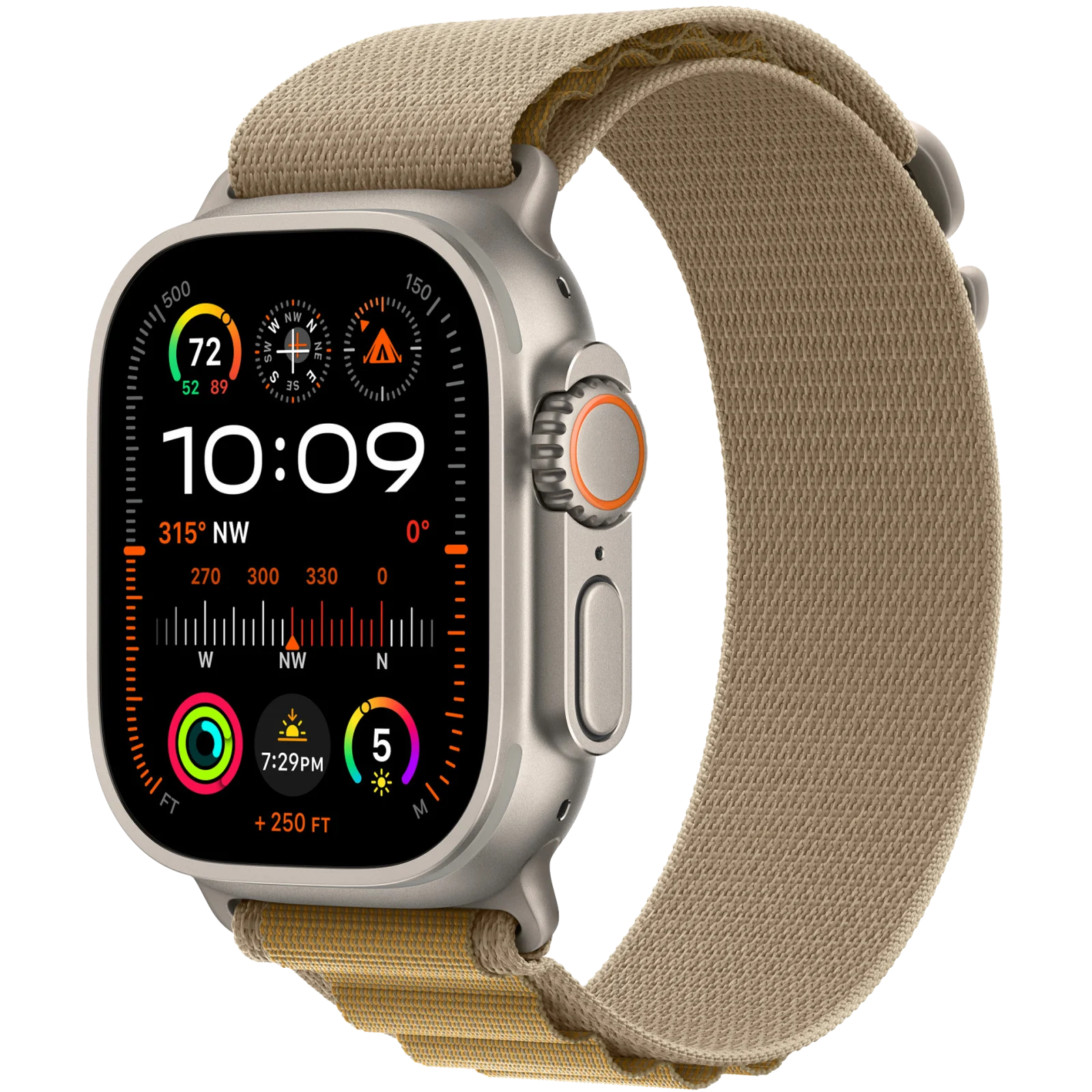 Ремешок Apple Tan Alpine Loop Large with Natural Titanium Finish для Apple Watch 44mm, 45mm, 46mm, 49mm (MXN33)