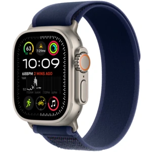 Ремешок Apple Blue/Natural Titanium Finish Trail Loop M/L для Apple Watch 44mm, 45mm, 49mm (MXTW3)
