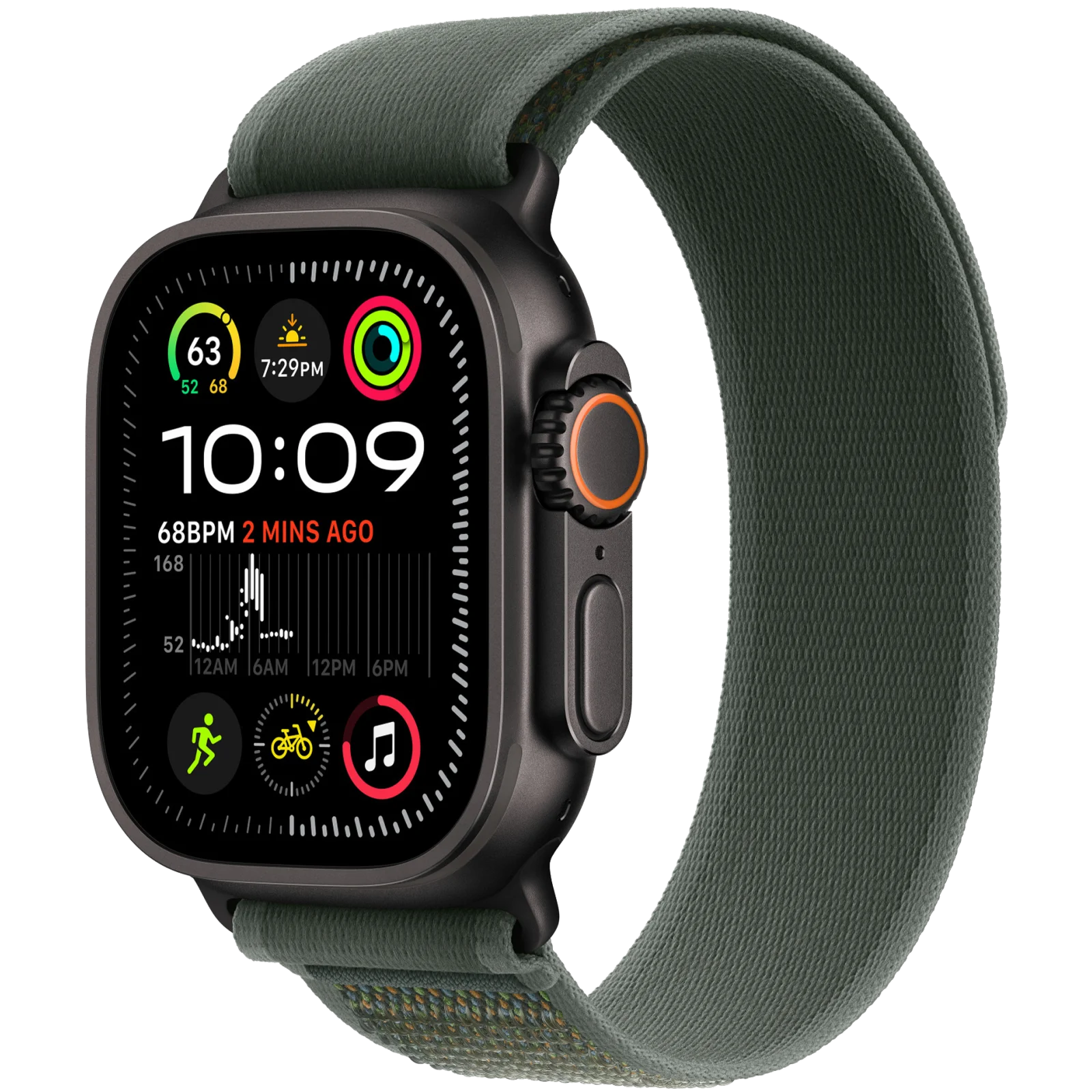 Ремешок Apple Green/Black Titanium Finish Trail Loop S/M для Apple Watch 44mm, 45mm, 49mm (MYQ33)