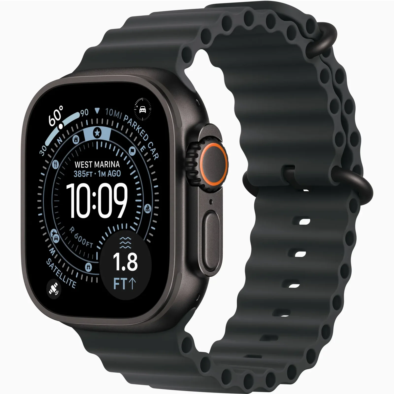 Смарт-годинник Apple Watch Ultra 3 GPS + Cellular 49mm Black Titanium Case with Black Ocean Band (MF0J4)