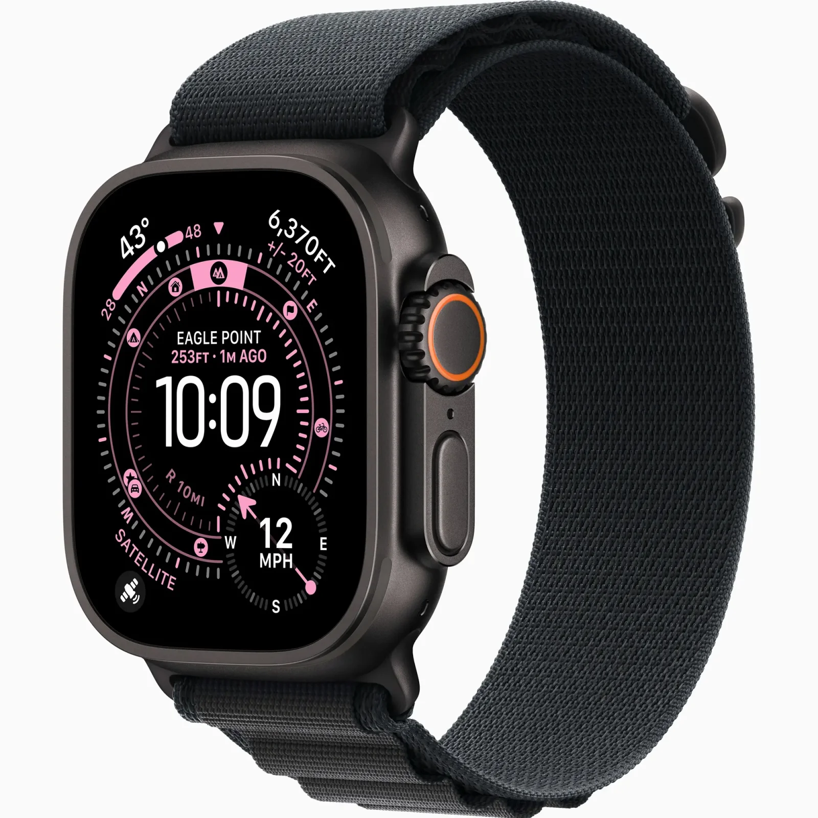 Смарт-годинник Apple Watch Ultra 3 GPS + Cellular 49mm Black Titanium Case with Black Alpine Loop Large (MF0X4)
