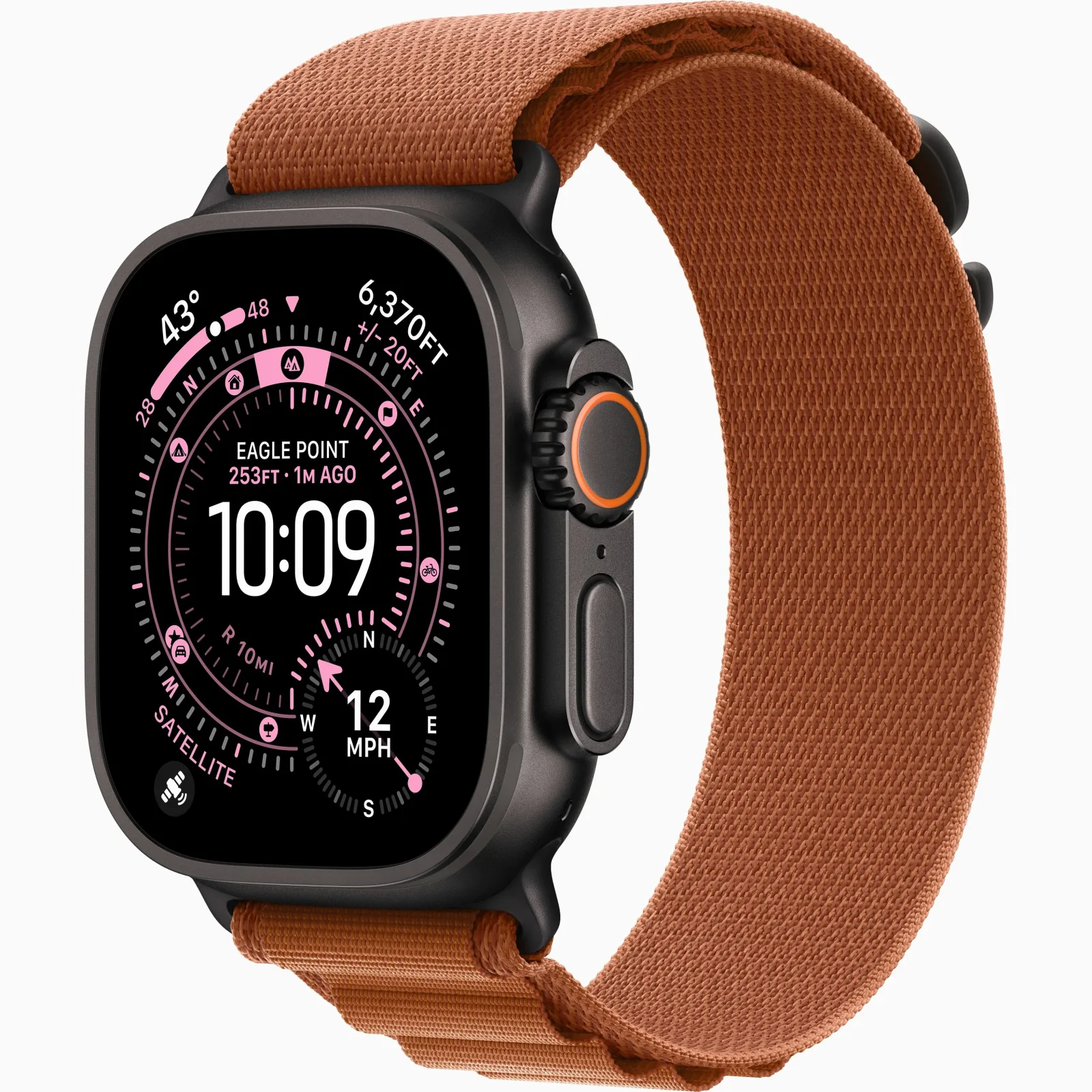 Смарт-часы Apple Watch Ultra 3 GPS + Cellular 49mm Black Titanium Case with Terra Cotta Alpine Loop Small (MF254, MG9D4)