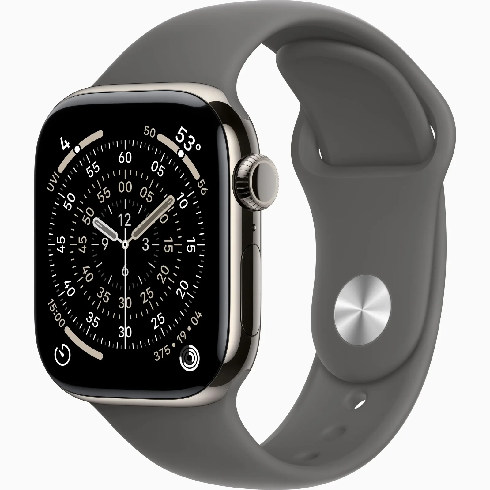 Смарт-годинник Apple Watch Series 11 GPS + Cellular 42mm Natural Titanium Case with Stone Gray Sport Band S/M (MF8M4)