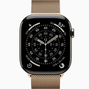 Смарт-часы Apple Watch Series 11 GPS + Cellular 42mm Natural Titanium Case with Gold Milanese Loop (MF9H4, MGJ04)
