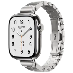 Смарт-годинник Apple Watch Hermès Series 11 GPS + Cellular 42mm Silver Titanium Case with Satiné Grand H Fin Large (MF9P4+MGLV4)