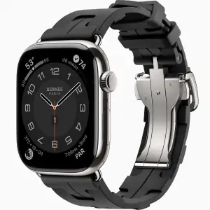 Смарт-годинник Apple Watch Hermès Series 11 GPS + Cellular 46mm Silver Titanium Case with Noir Kilim Single Tour (MFC64)