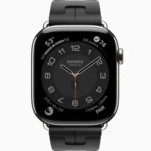 Смарт-годинник Apple Watch Hermès Series 11 GPS + Cellular 46mm Silver Titanium Case with Noir Kilim Single Tour (MFC64)