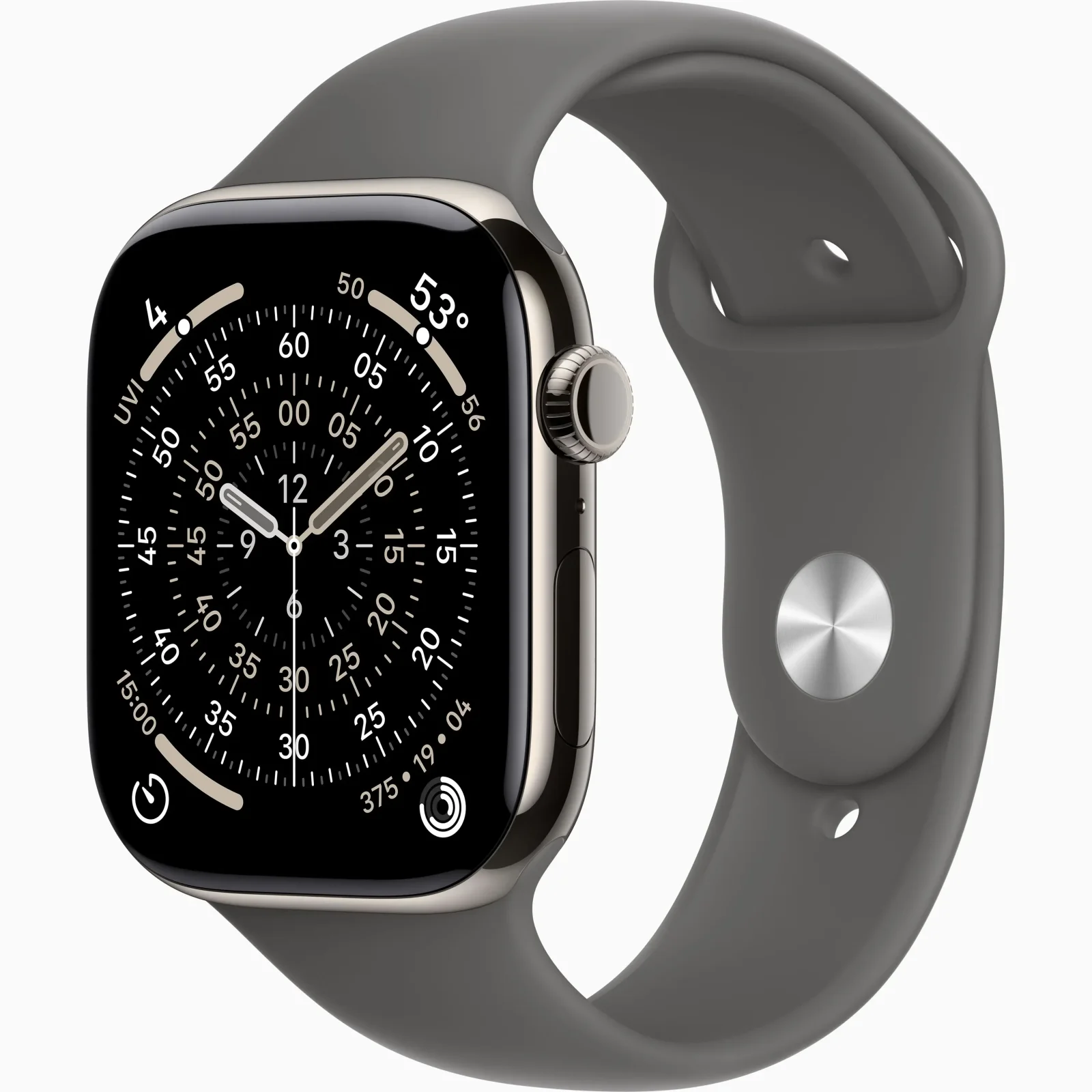 Смарт-годинник Apple Watch Series 11 GPS + Cellular 46mm Natural Titanium Case with Stone Gray Sport Band M/L (MFCX4)