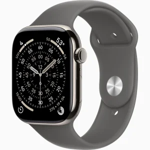 Смарт-годинник Apple Watch Series 11 GPS + Cellular 46mm Natural Titanium Case with Stone Gray Sport Band M/L (MFCX4)