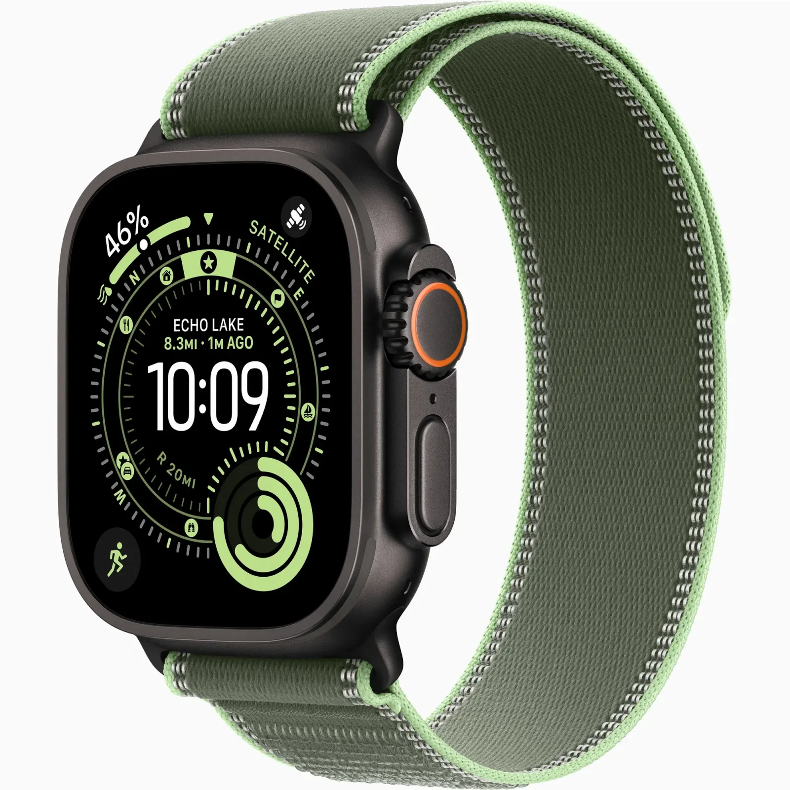 Смарт-часы Apple Watch Ultra 3 GPS + Cellular 49mm Black Titanium Case with Green/Neon Trail Loop M/L (MG9P4)