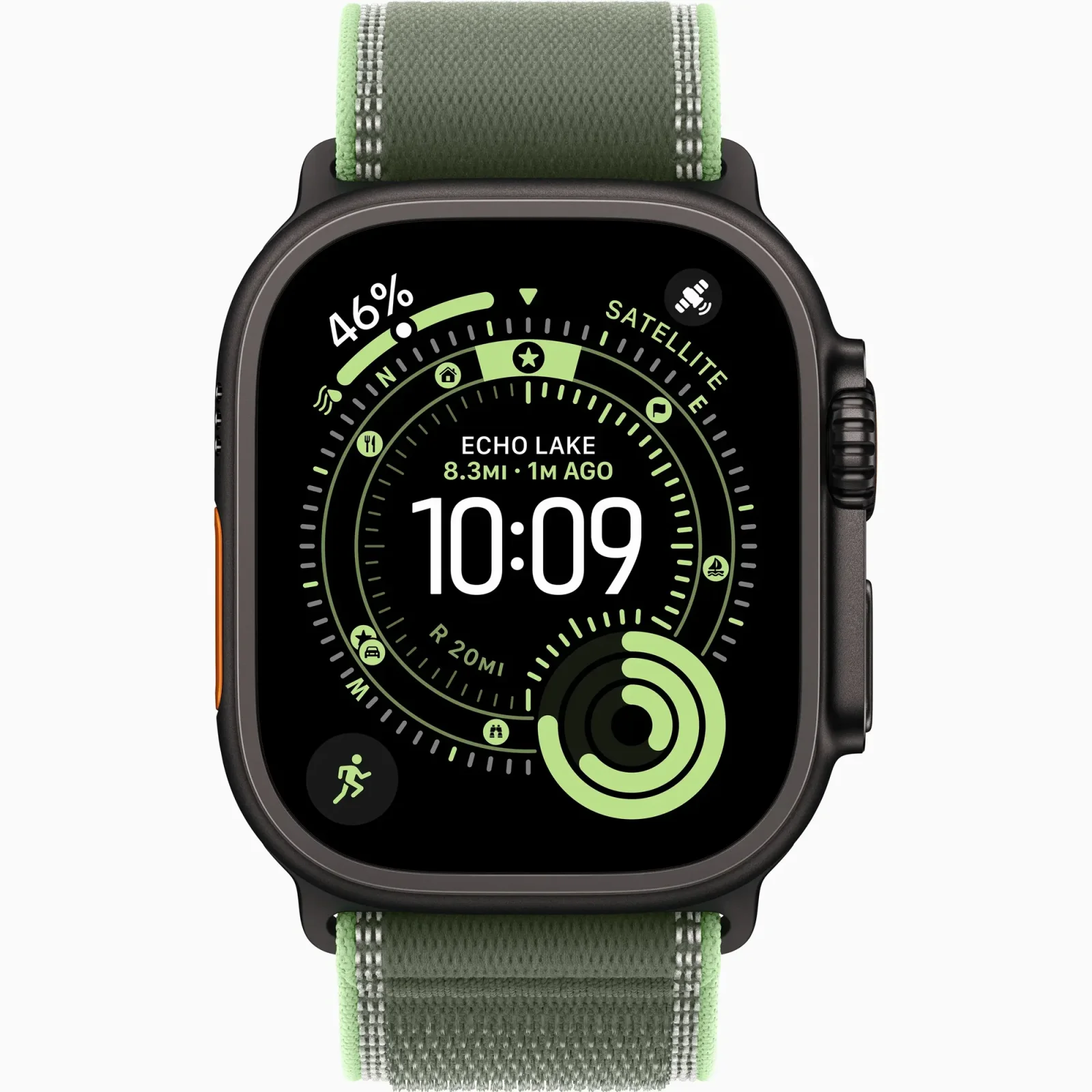 Смарт-часы Apple Watch Ultra 3 GPS + Cellular 49mm Black Titanium Case with Green/Neon Trail Loop M/L (MG9P4)