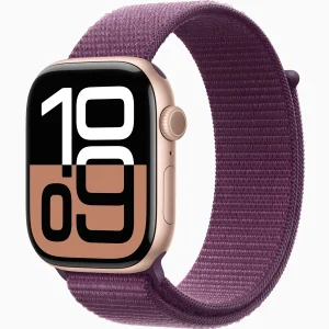 Смарт-часы Apple Watch Series 10 GPS + Cellular 46mm Rose Gold Aluminum Case with Plum Sport Loop (MWY83)