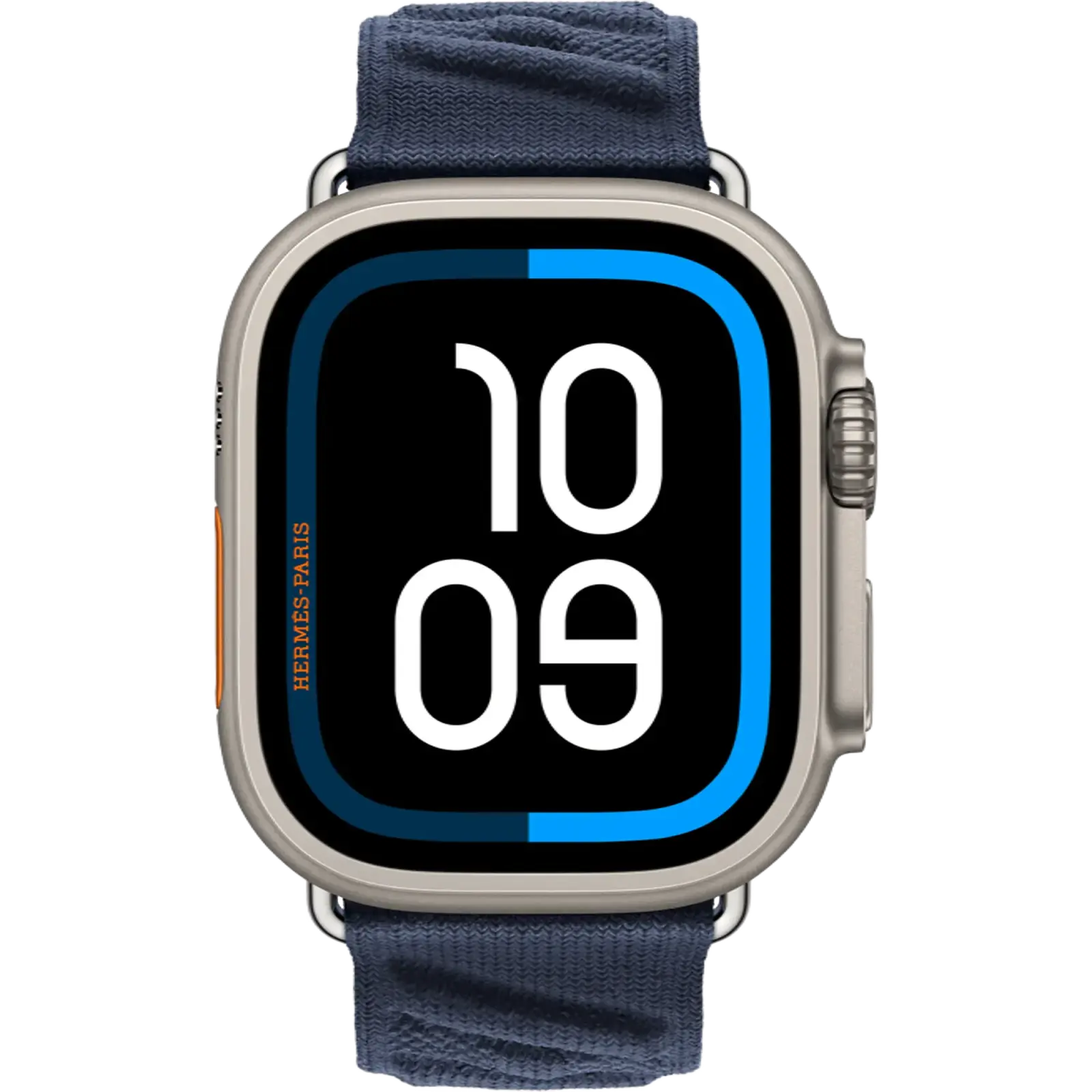 Смарт-часы Apple Watch Hermès Ultra 2 2024 GPS + Cellular 49mm Natural Titanium Case with Bleu Nuit En Mer (MX773+MXJA3)