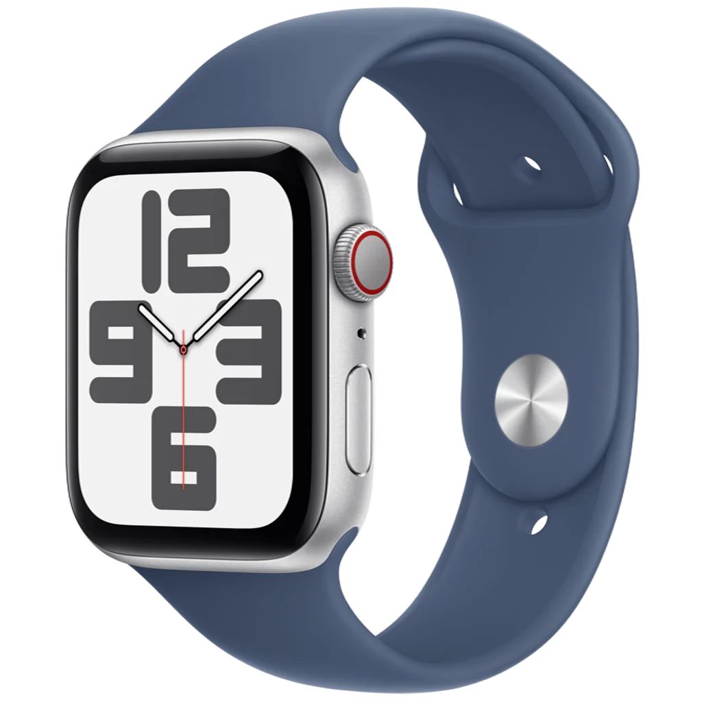 Смарт-годинник Apple Watch SE 2 GPS + Cellular 44mm Silver Aluminum Case with Denim Sport Band M/L (MXG53)