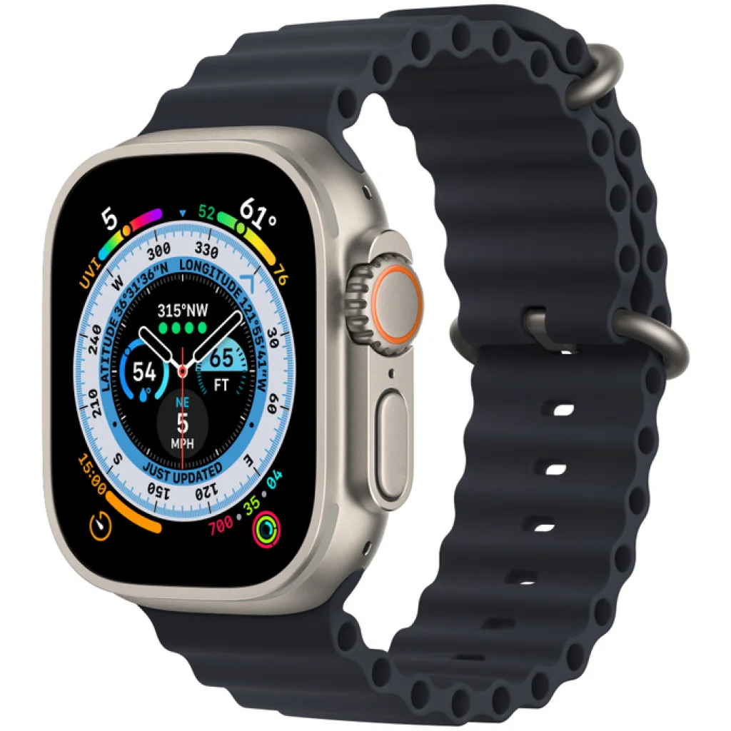 Смарт-часы Apple Watch Ultra GPS + Cellular 49mm Titanium Case with Midnight Ocean Band (MQET3/MQFK3)