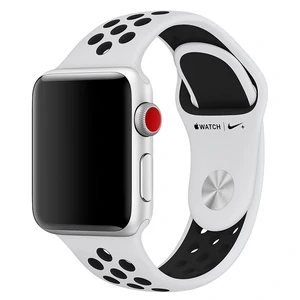 Колір: Білий - Браслет Apple Pure Platinum/Black Nike Sport Band S/M & M/L для Apple Watch 42mm (MQWQ2)