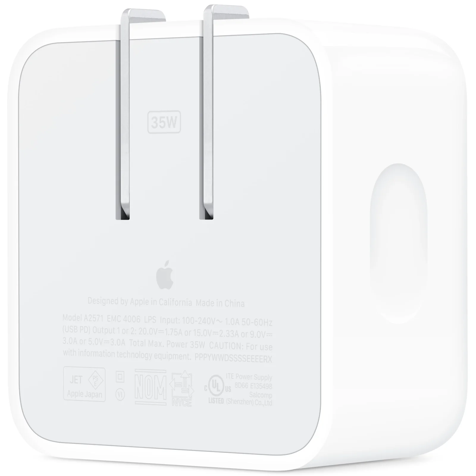 Сетевое зарядное устройство Apple 35W Dual USB-C Port Compact Power Adapter US Plug (MNWM3)