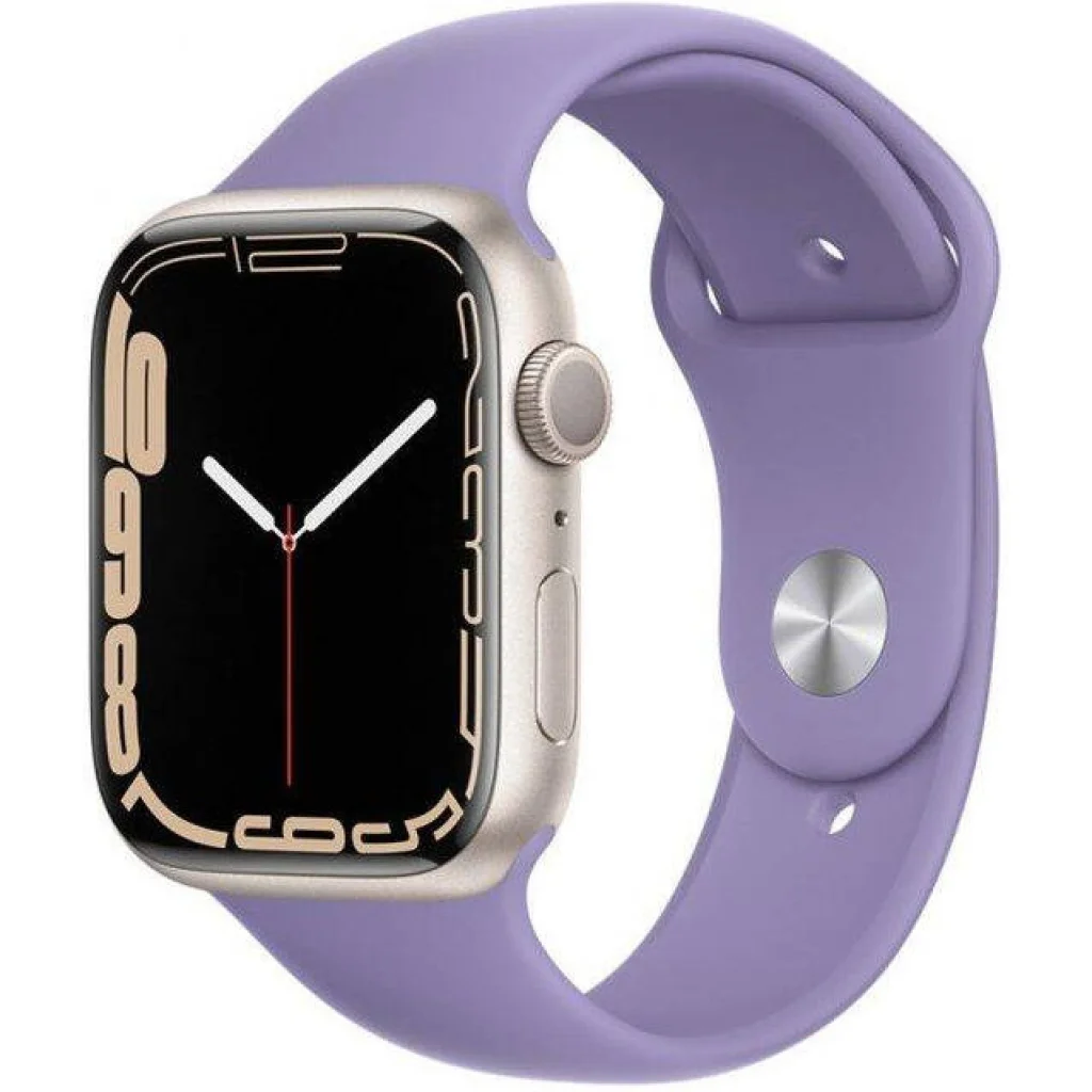Смарт-годинник Apple Watch Series 7 GPS 45mm Starlight Aluminum Case With English Lavender Sport Band (MKNP3, MKUY3)