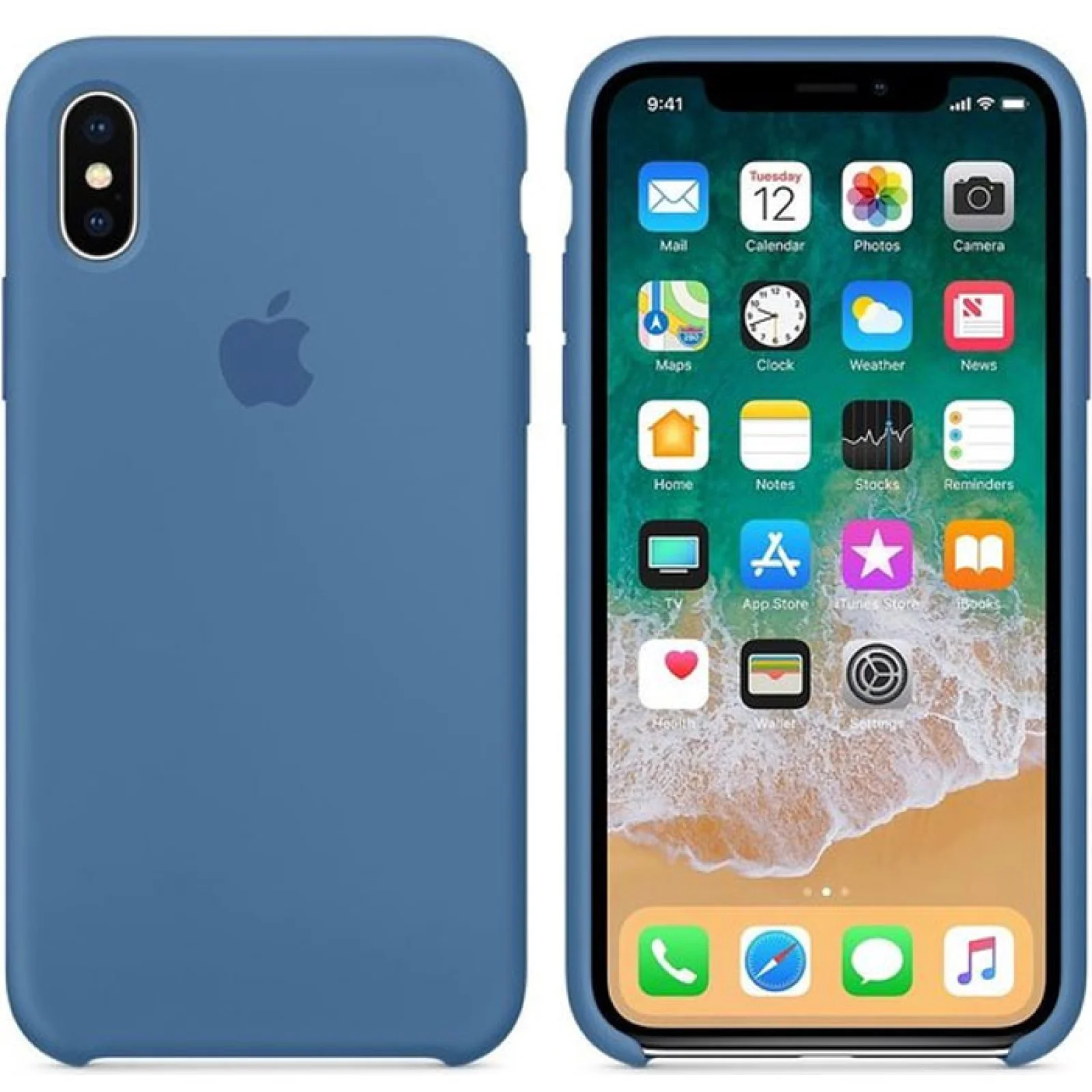 Чехол Apple iPhone X Silicone Case Denim Blue MRG22