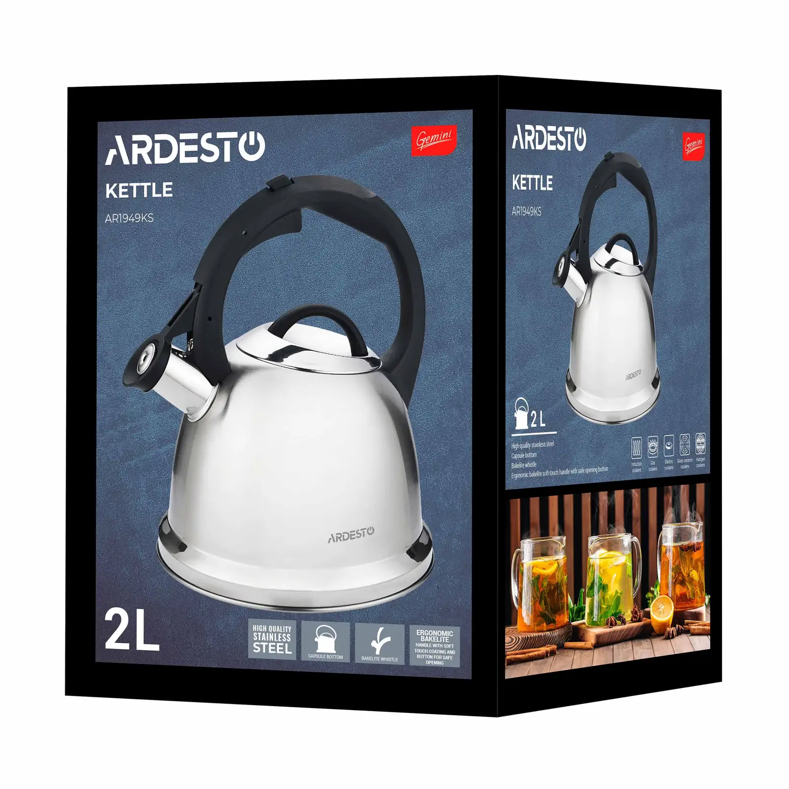 Чайник ARDESTO Gemini 2л (AR1949KS) UA