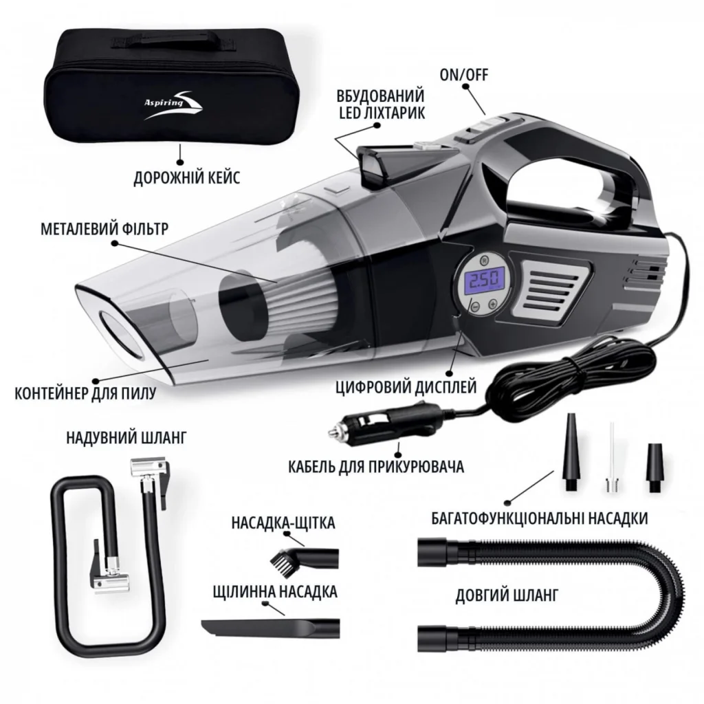 Автомобильный пылесос Aspiring Windstorm 2 with Inflator 2 in 1 (WIN3090W) UA
