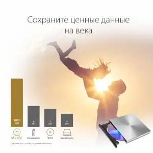 Привід оптичний портативний DVD-RW Asus ZenDrive SDRW-08U7M-U Ultra Slim Silver (90DD01X2-M29000) UA