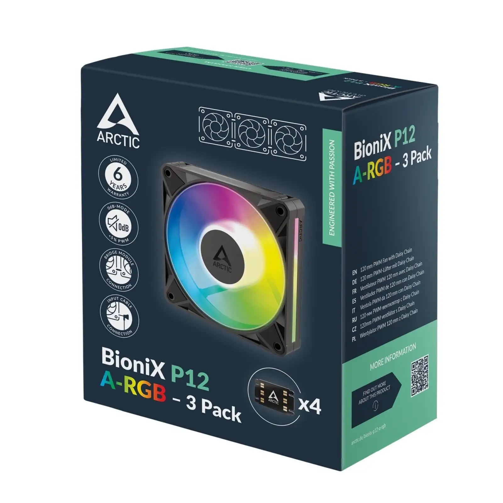 Вентилятор Arctic BioniX P12 A-RGB Black 3-Pack (ACFAN00337A) UA