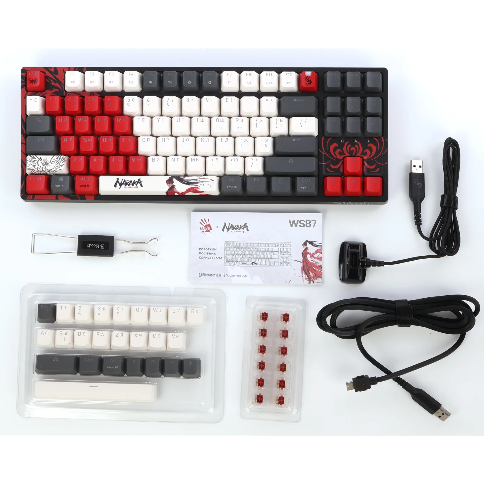 Клавиатура беспроводная Bloody WS87 Naraka Black UA