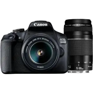 Дзеркальний фотоапарат Canon EOS 2000D kit (18-55 + 75-300) (2728C021)