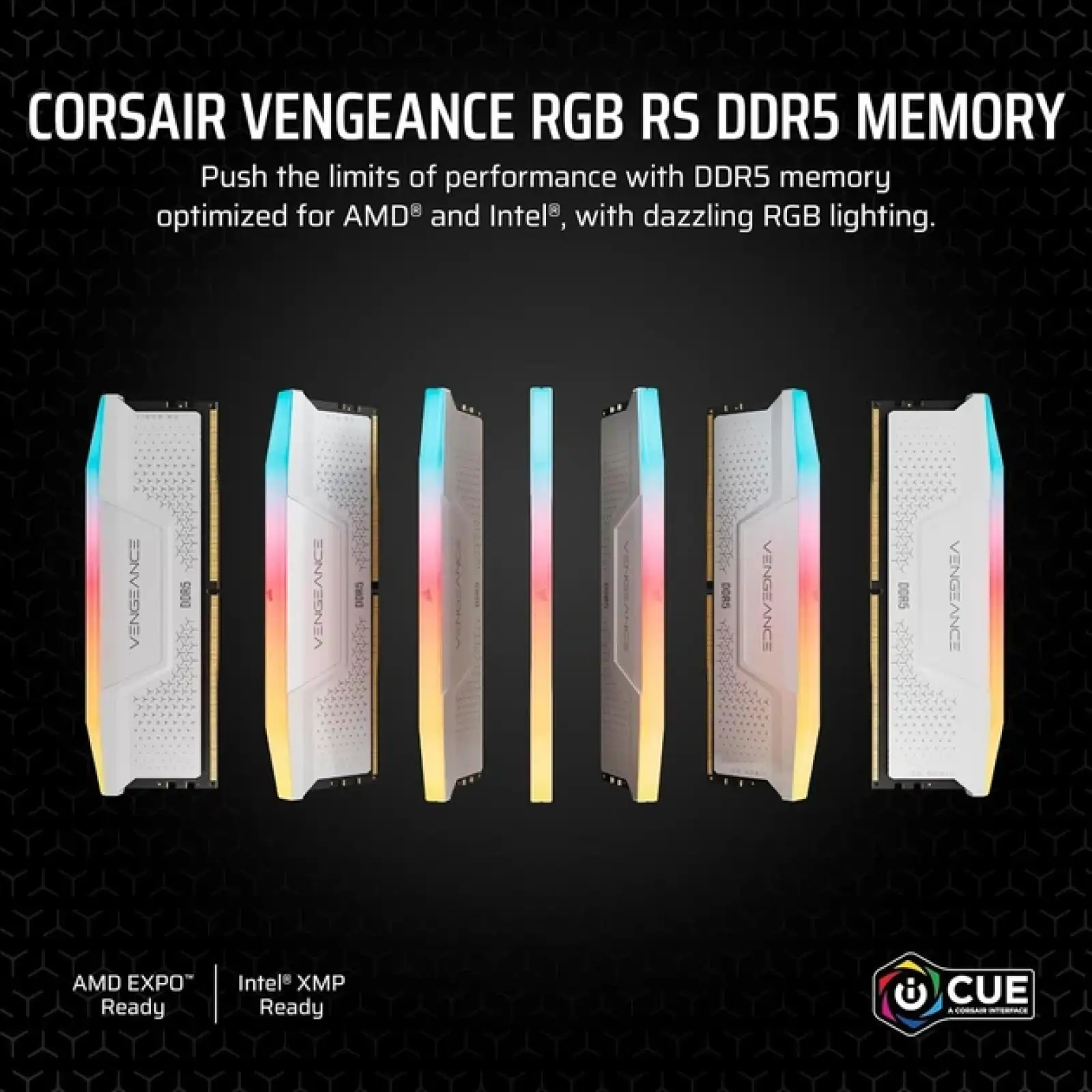Модуль памяти Corsair Vengeance DDR5 32GB (2x16GB) 6000 MHz RGB White C36 (CMG32GX5M2E6000Z36W ) UA