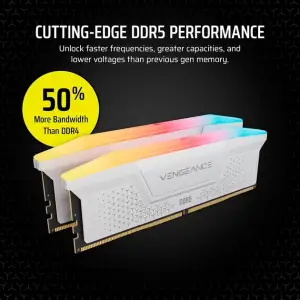 Модуль памяти Corsair Vengeance DDR5 32GB (2x16GB) 6000 MHz RGB White C36 (CMG32GX5M2E6000Z36W ) UA