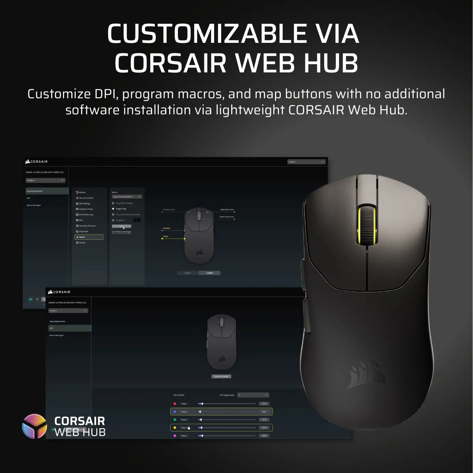 Миша Corsair Sabre V2 Pro Ultralight Wireless Black (CH-931G000-WW)