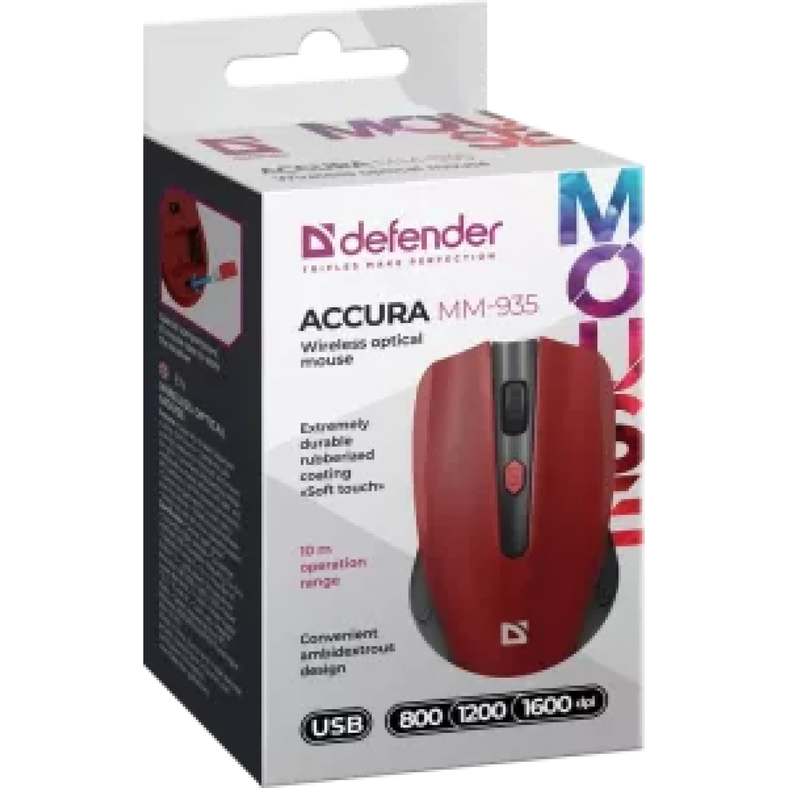 Миша Defender Accura MM-935 Wireless Red (52937) UA