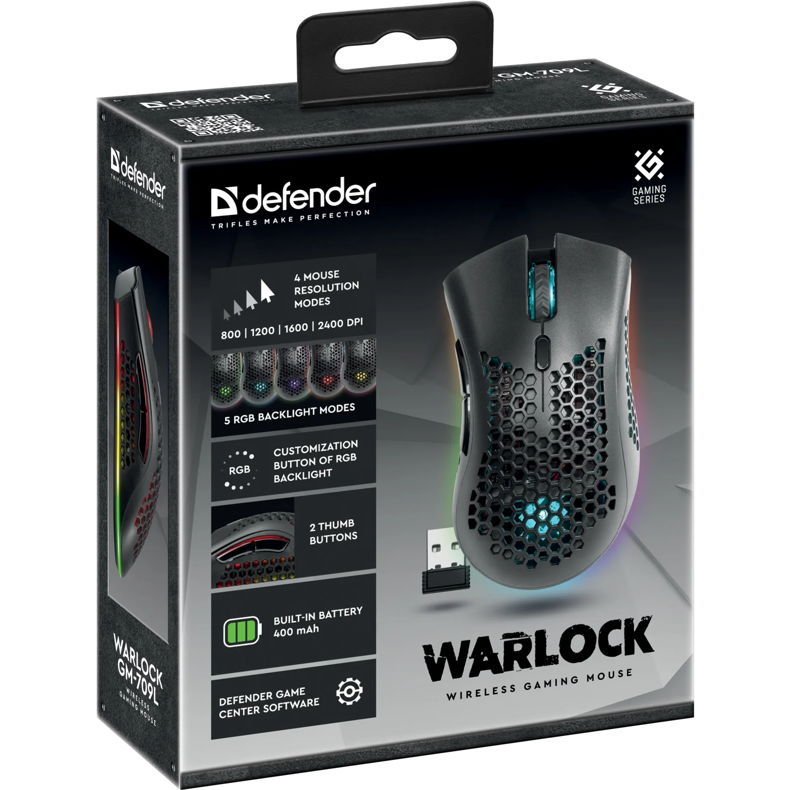 Миша DEFENDER Warlock GM-709L RGB, Black (52709) UA