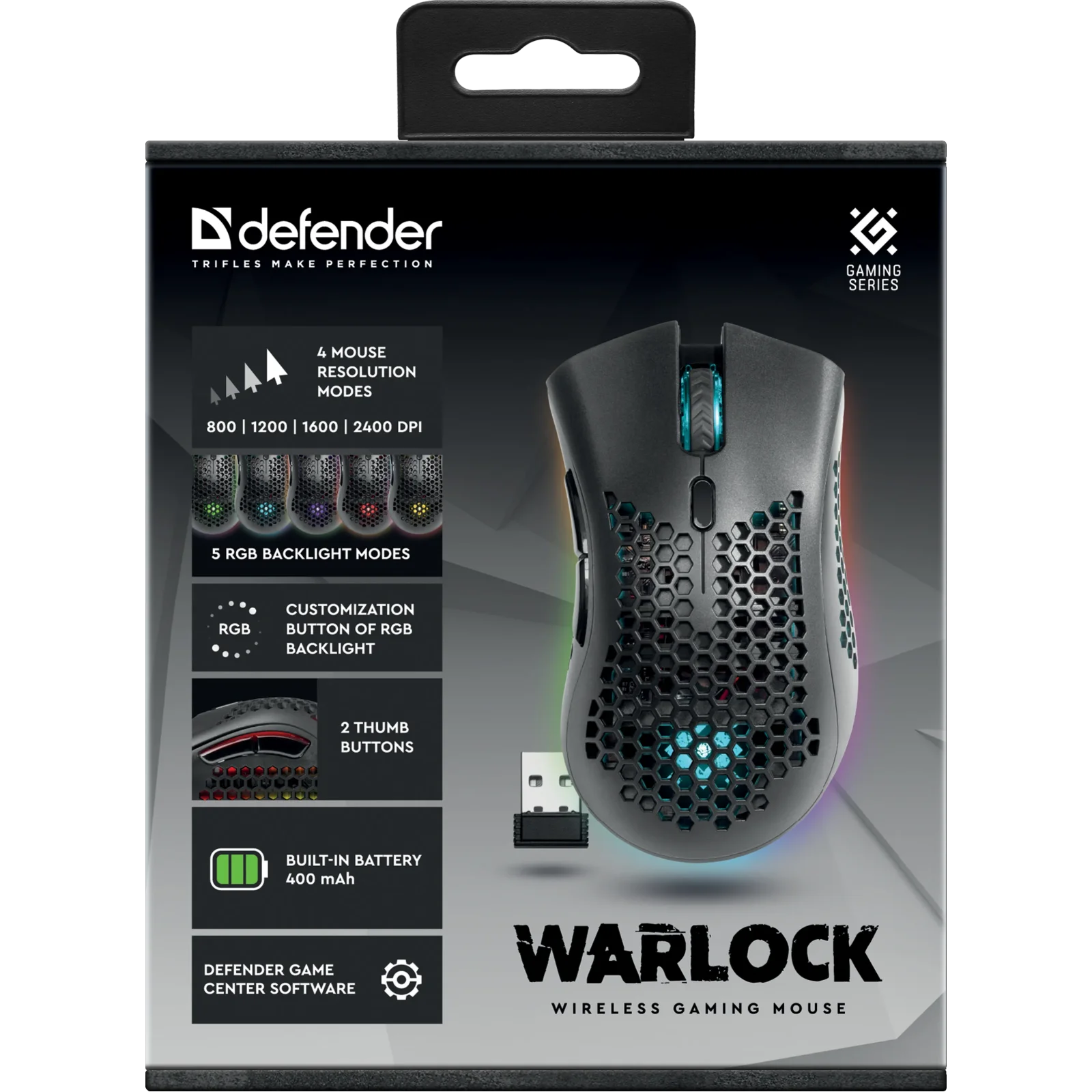 Миша DEFENDER Warlock GM-709L RGB, Black (52709) UA