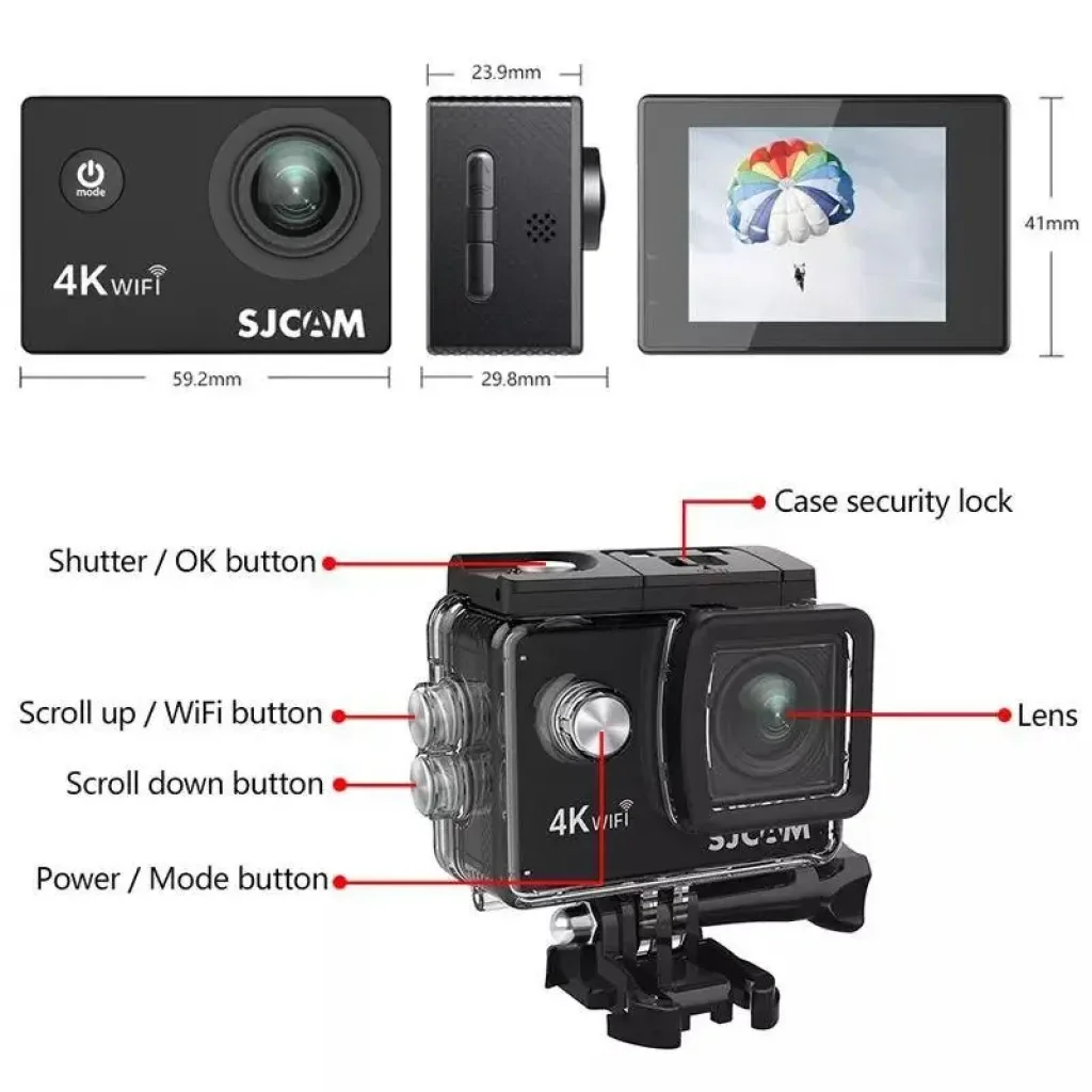 Экшн-камера SJCAM SJ4000 AIR HD 4K 30FPS Black