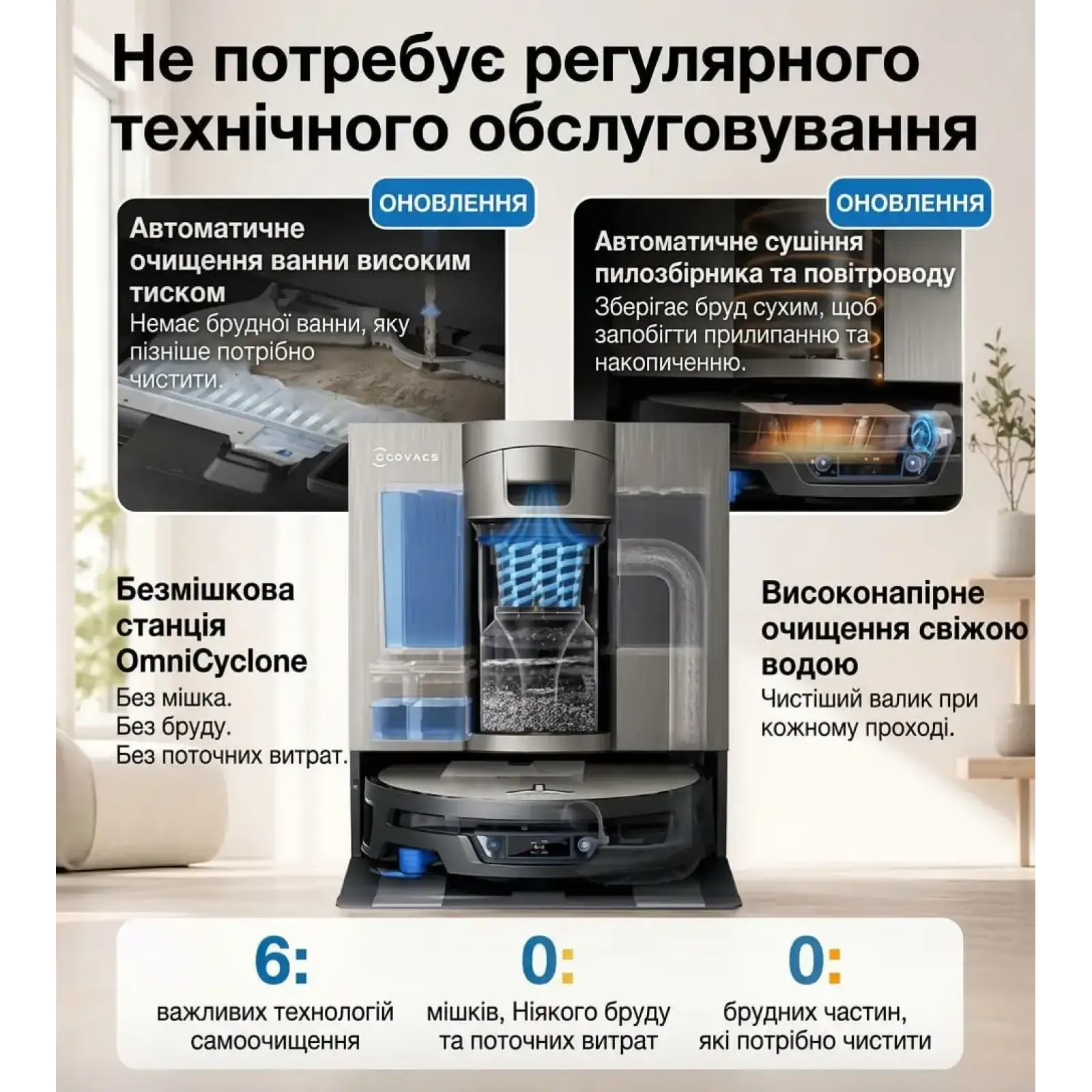 Робот-пылесос с влажной уборкой ECOVACS DEEBOT X12S OmniCyclone