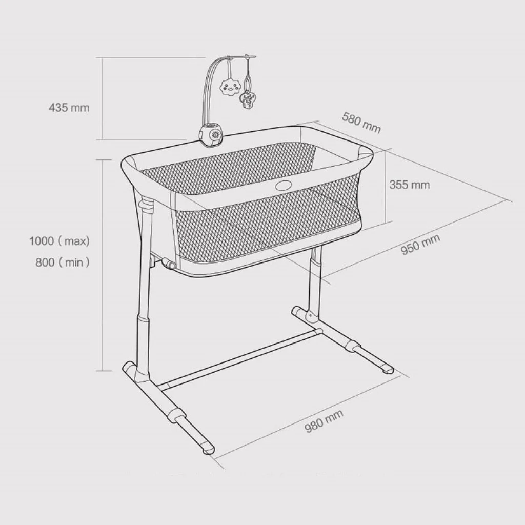 Дитяче ліжко Xiaomi Ronbei Baby Co-Sleeping Cot Gray UA
