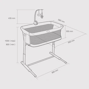 Дитяче ліжко Xiaomi Ronbei Baby Co-Sleeping Cot Gray UA
