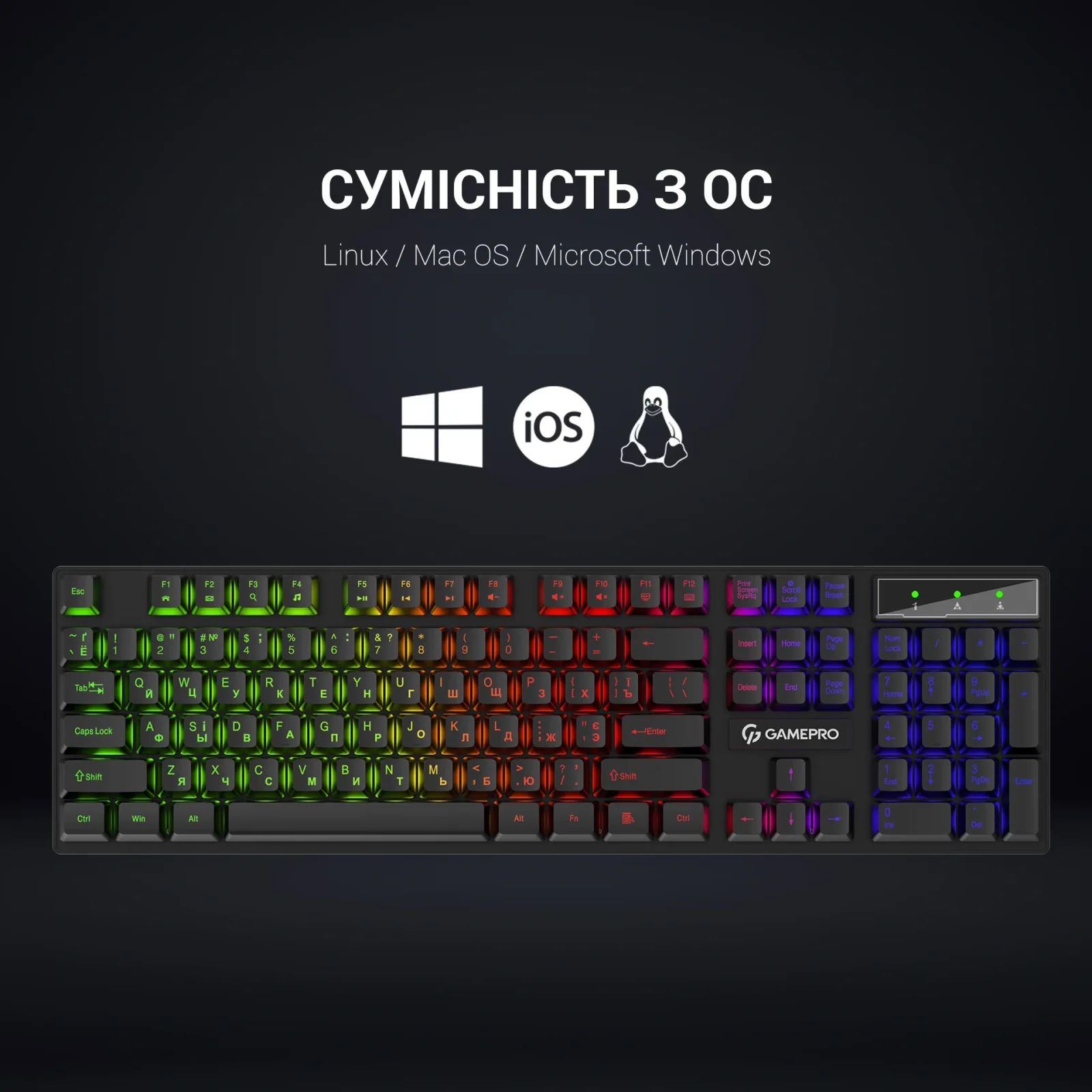 Клавиатура GamePro GK296 RGB Black UA