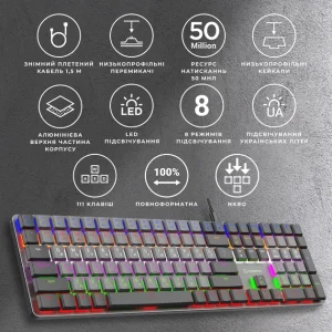 Клавіатура GamePro MK145R Red Swich Low Profile Dark Gray UA