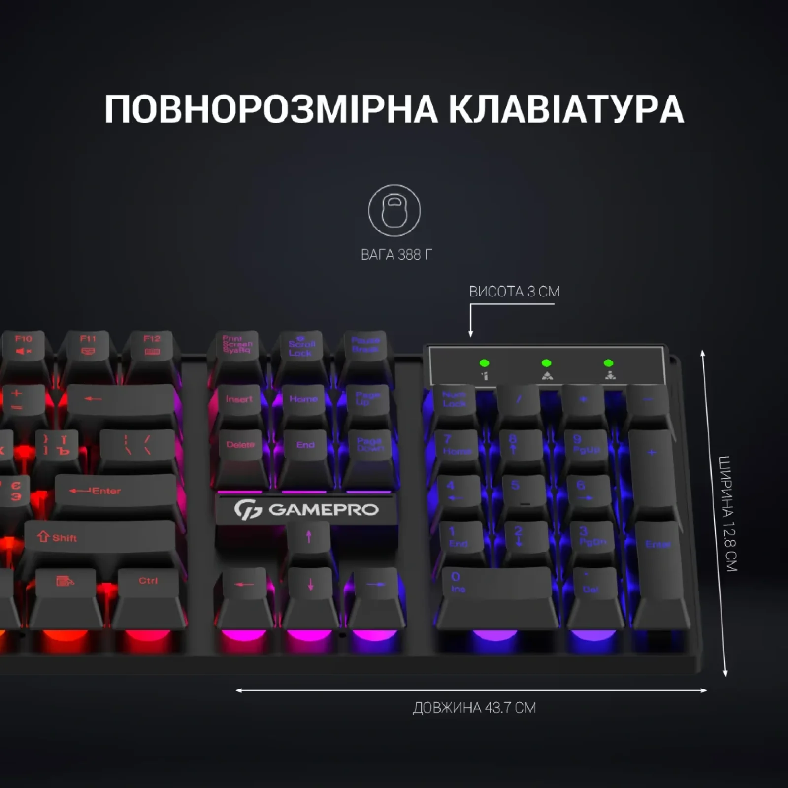 Клавиатура GamePro GK296 RGB Black UA